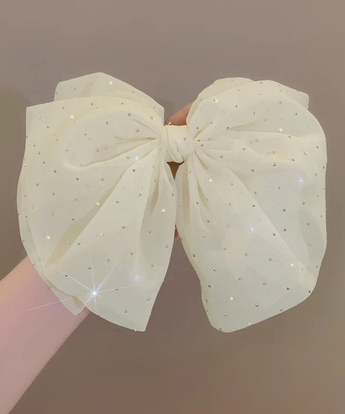 ビッグリボン バレッタ ヘアクリップ上品 おしゃれ ヘアアクセサリー レディース キラキラ まとめ髪 大人かわいい ヘアアレンジ 大きめ 髪飾り リボンクリップ 88CXH-111